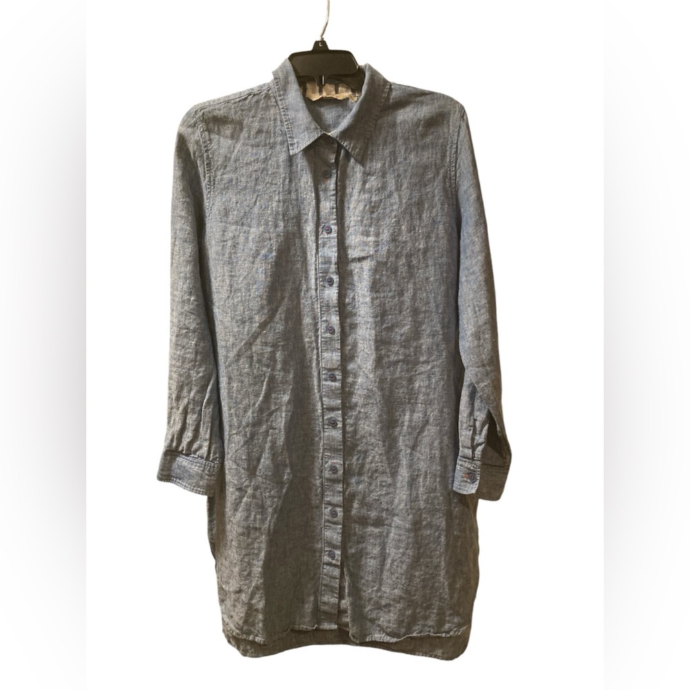 Soft Surroundings 100% Linen Lagenlook Long Sleeve Shirt Dress. Size Large. - Picture 2 of 14